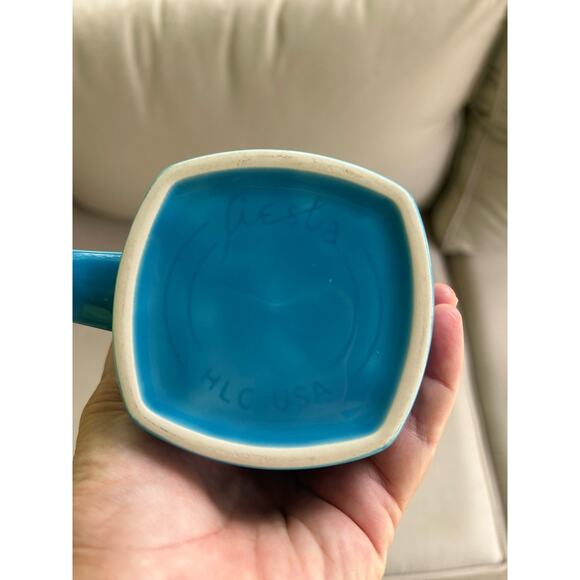 RETIRED Peacock Blue Square Mug Homer Laughlin See Dsecription - Picture 3 of 5